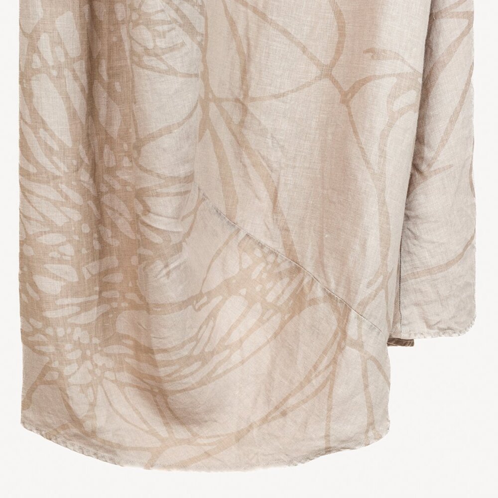 Oska Tuelo Taupe Branch-Print Linen Balloon-Hem Dress - Picture 5 of 10